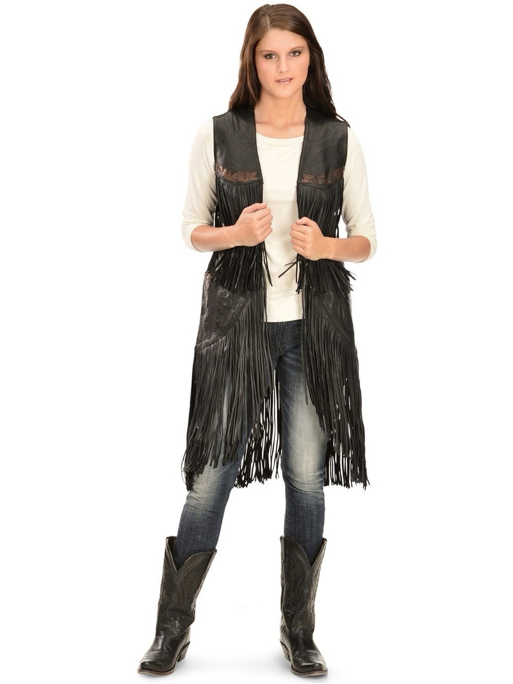 KOBLER LEATHER WOMEN'S CIQALA LEATHER FRINGE VEST Size S
